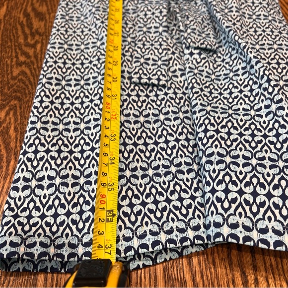 J. McLaughlin True Wrap Dress Short Sleeve Blue Geometric Print Collar Tie, L - Picture 11 of 11